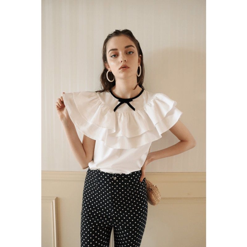 double frill ribbon blouse | épine