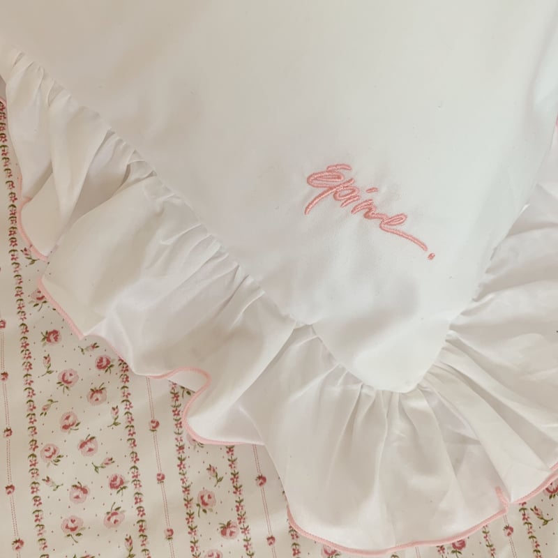 épine HOME限定品】stripe flower frill bed cover 3s