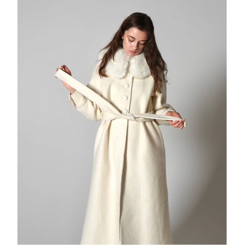 ♡モグラ♡epine parisienne fur coat ivory poodle collar fur coat ivory | épine