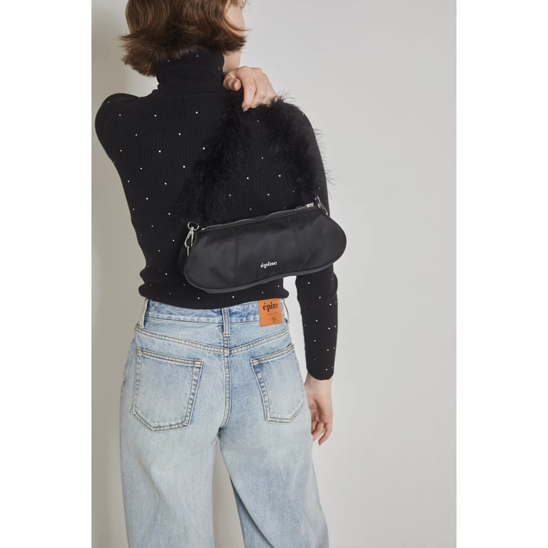 ショルダーバッグ【匿名発送】épine feather shoulder satin bag