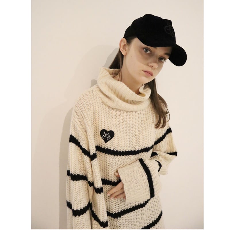 【épine】♡Éé high neck big border knit