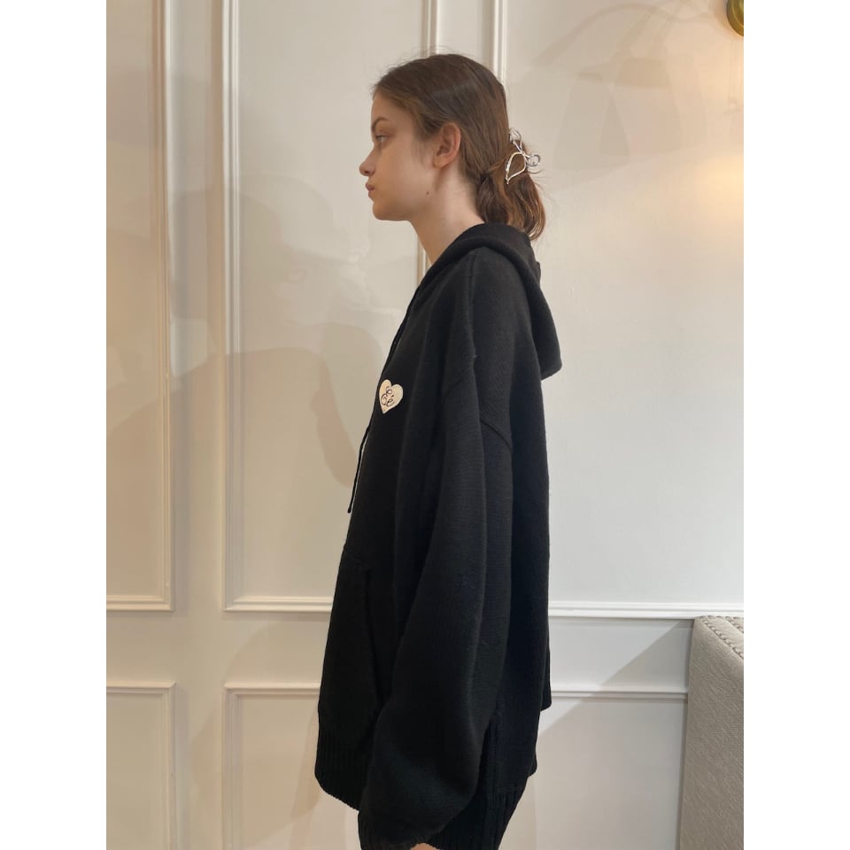 ♡ Eé knit hoodie black | épine ♡ Eé knit hoodie black | épine