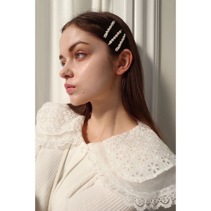 see-through lace collar rib cardigan white | épine