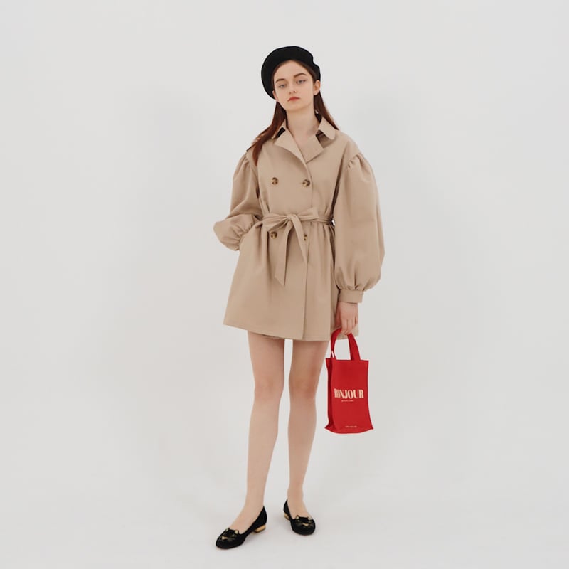 エピヌ arm volume mini trench coat