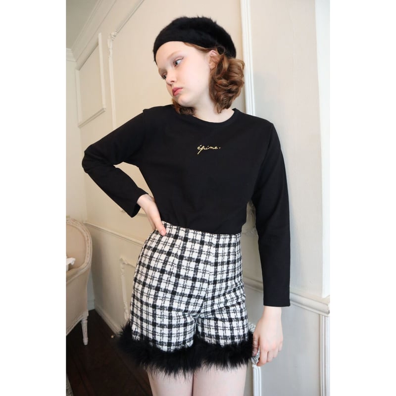 check tweed fur short pants black | épine check tweed fur short pants black | épine