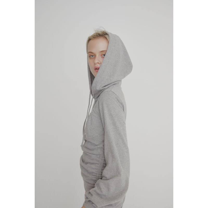 rhinestone ribbon gather hoodie onepiece(2color...