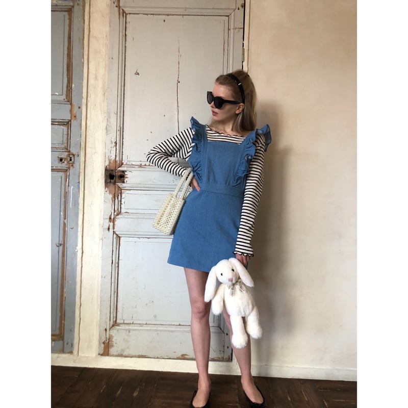 denim frill onepiece light blue | épine denim frill onepiece light blue | épine