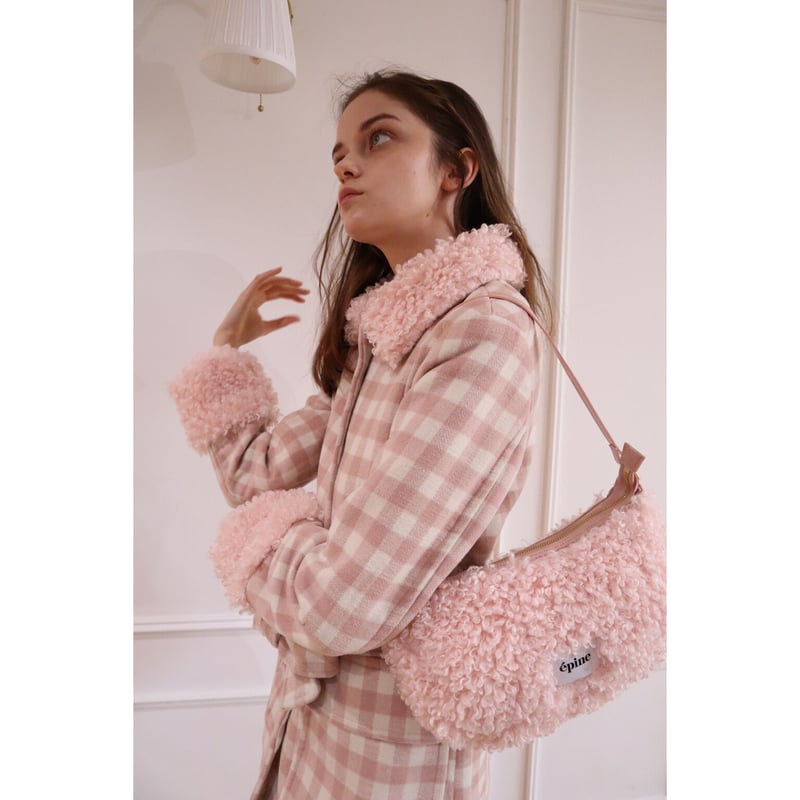poodle fur coat pink check | épine