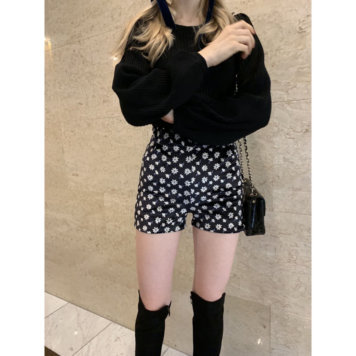 velours flower short pants black | épine velours flower short pants black | épine