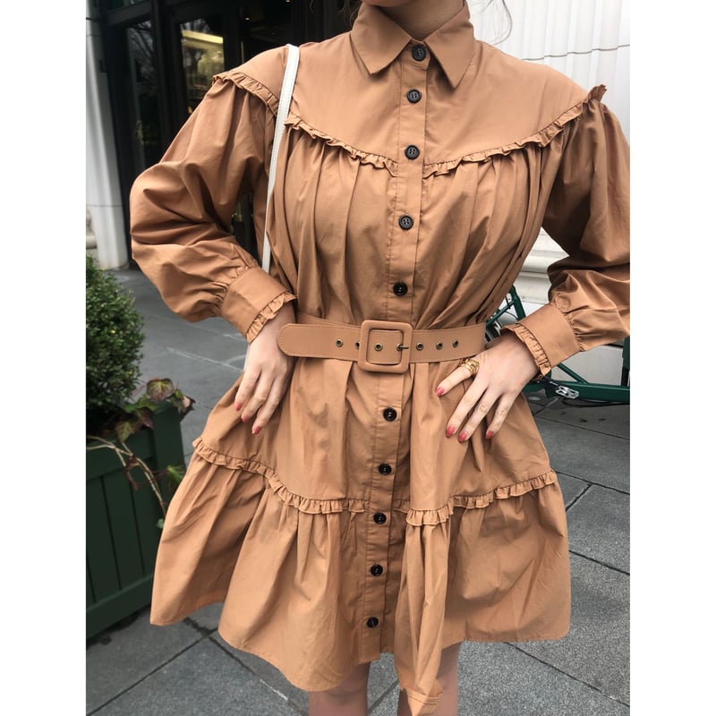 frill 2way tiered one-piece camel | épine