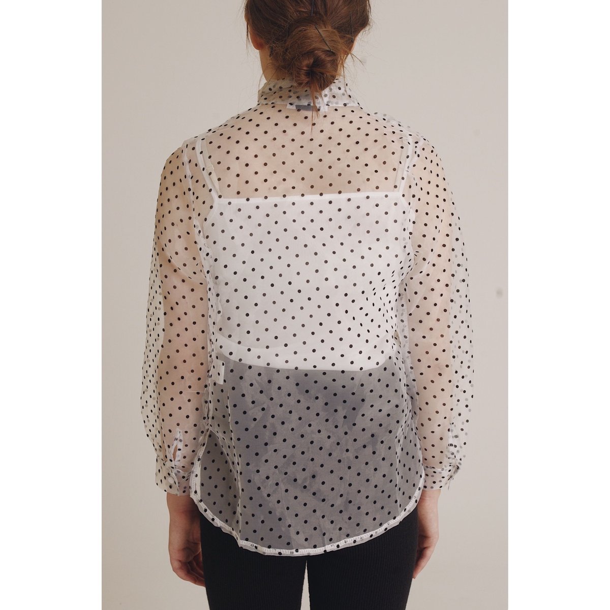 see-through dot blouse white | épine