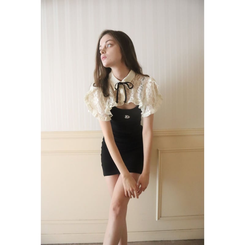 épine double ribbon frill blouse Double Collar Frill Blouse with Ribbon Tie by Metamorphose
