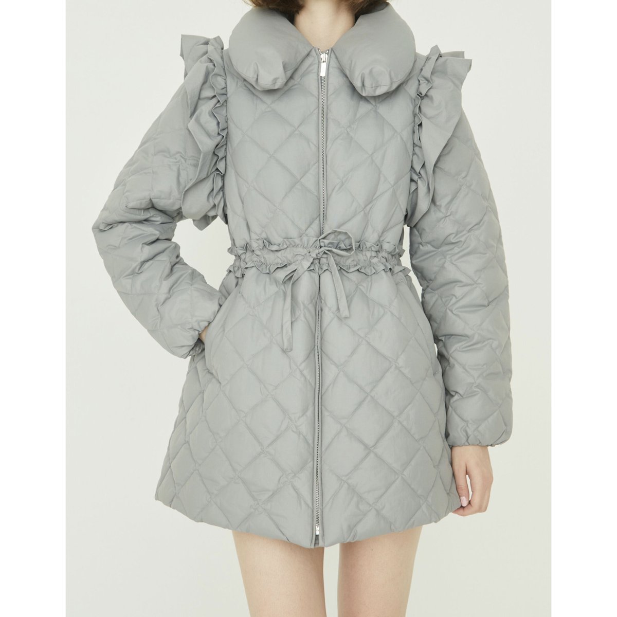 é zipper quilting long down coat gray | épine é zipper quilting long down coat gray | épine