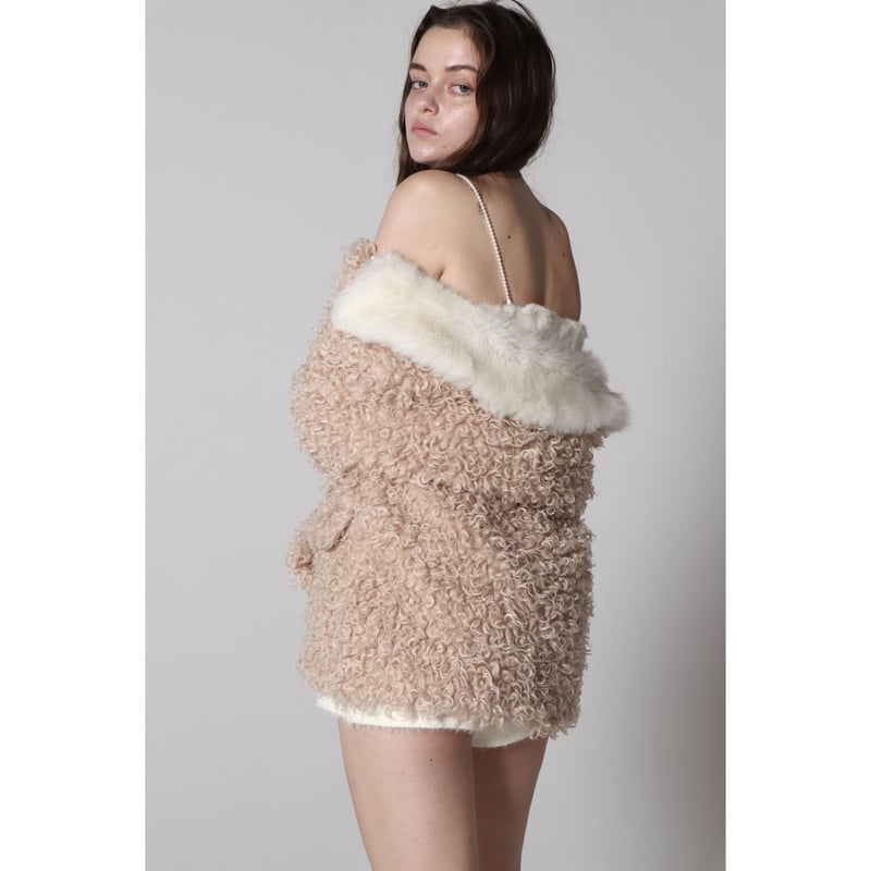 poodle fur collar coat pink | épine
