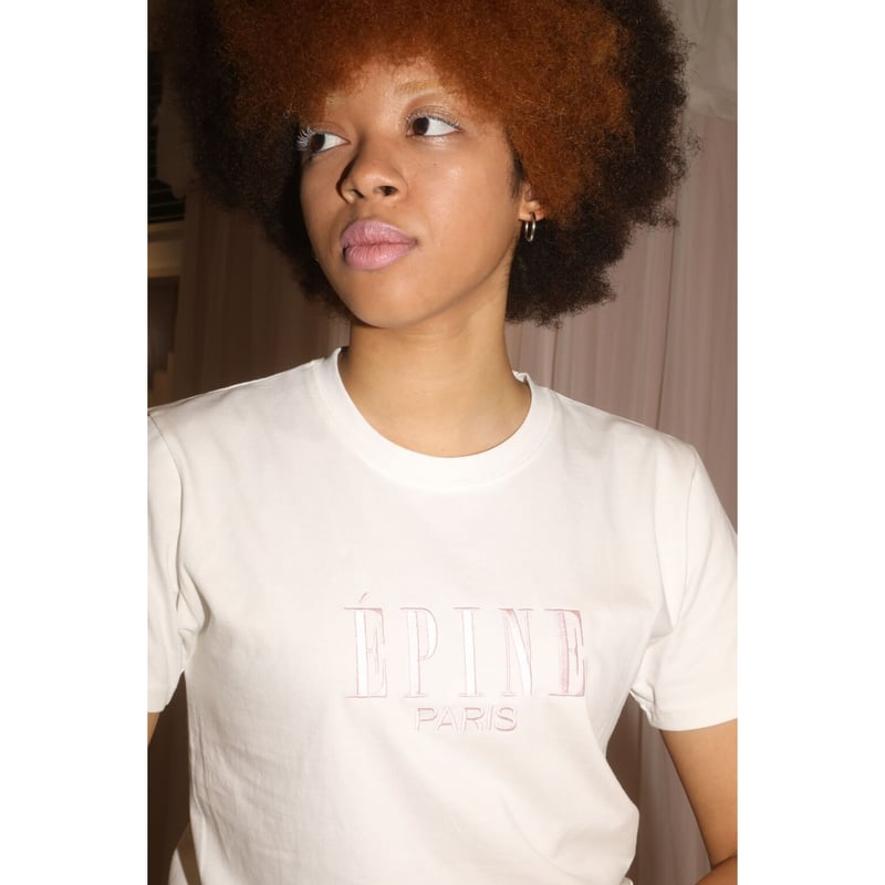 ÉPINE PARIS embroidery tee white×baby pink | épine ÉPINE PARIS embroidery tee white×baby pink | épine