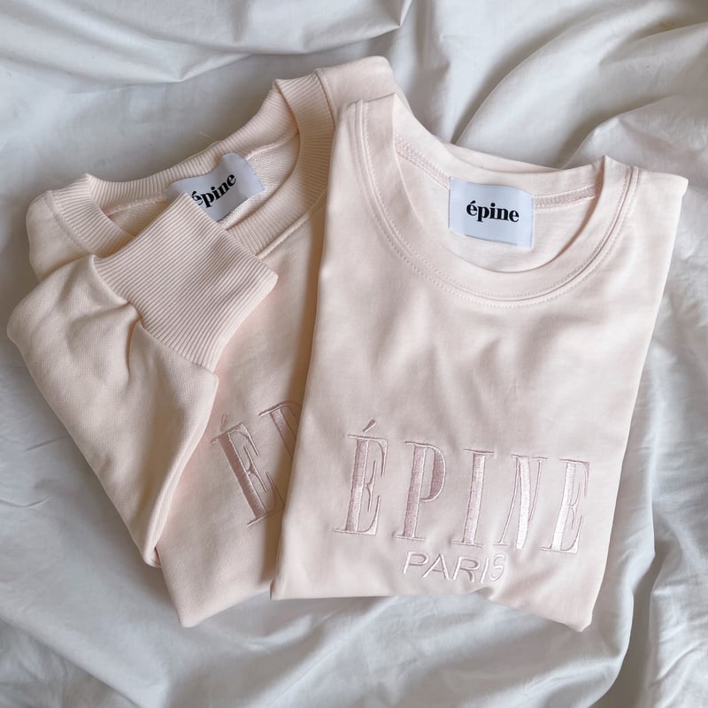ÉPINE PARIS embroidery tee baby pink×baby pink ...