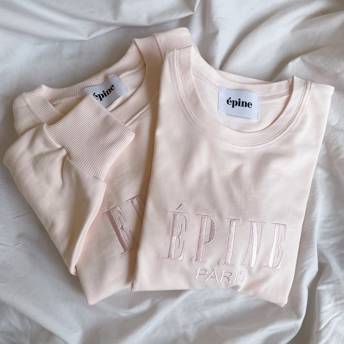 ÉPINE PARIS embroidery tee baby pink×baby pink