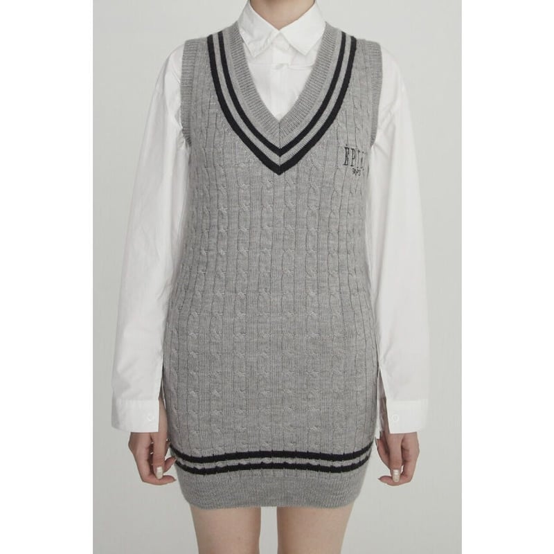 ÉPINE PARIS line cable knit vest onepiece（2colo...