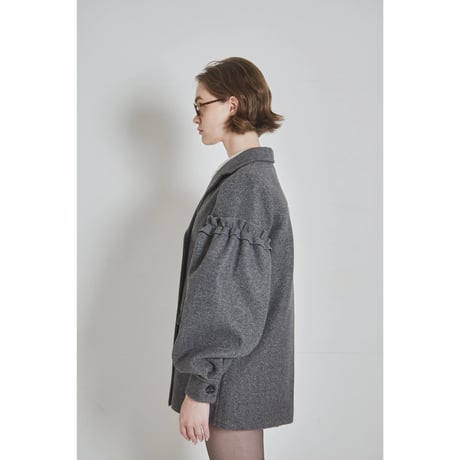 volume wool tailored coat gray