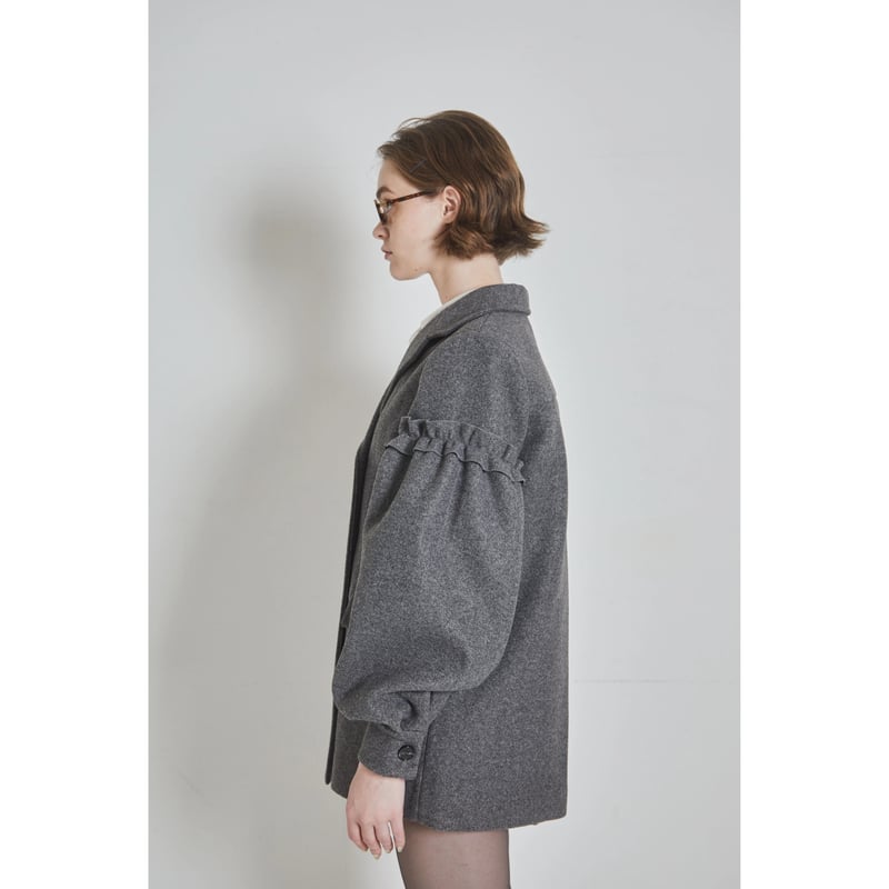 epine volume wool tailored coat gray