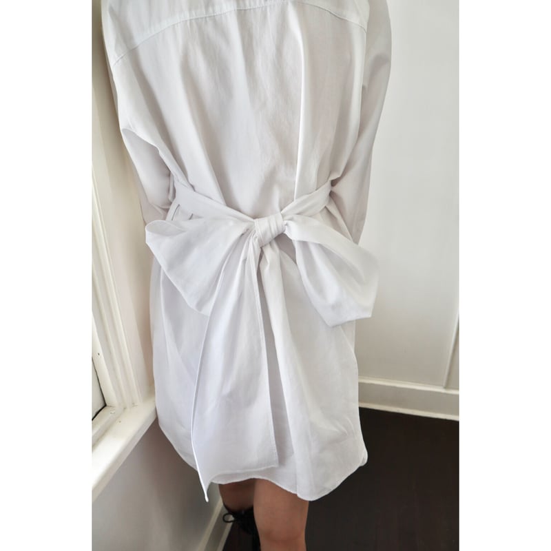 square frill back ribbon shirt onepiece white | square frill back ribbon shirt onepiece white |
