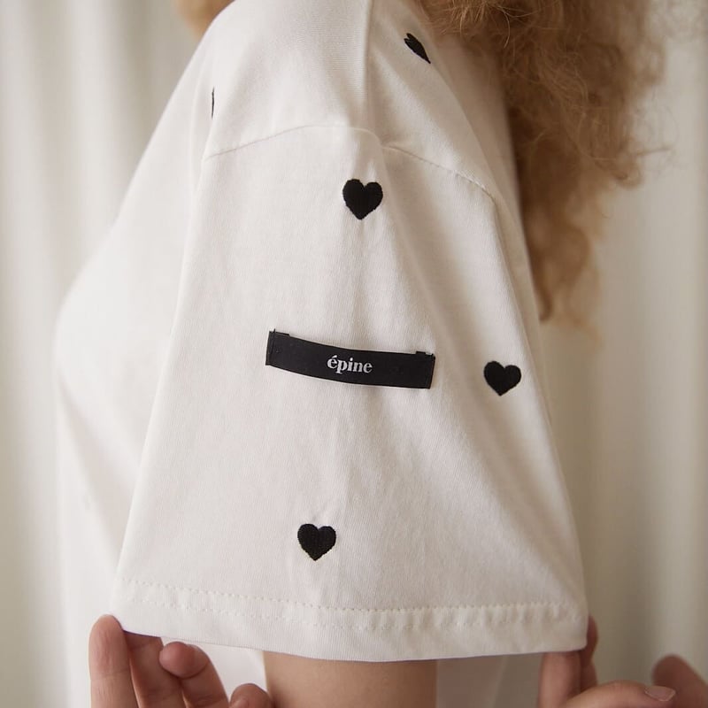 épine label Heart and Broken heart tee white | ...