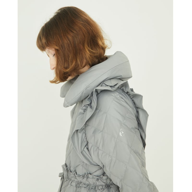 é zipper quilting long down coat gray | épine
