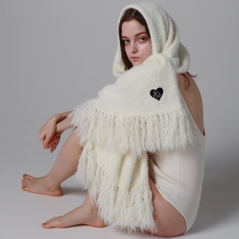 ♡Éé mohair fringe muffler (3color) | épine ♡Éé mohair fringe muffler (3color) | épine