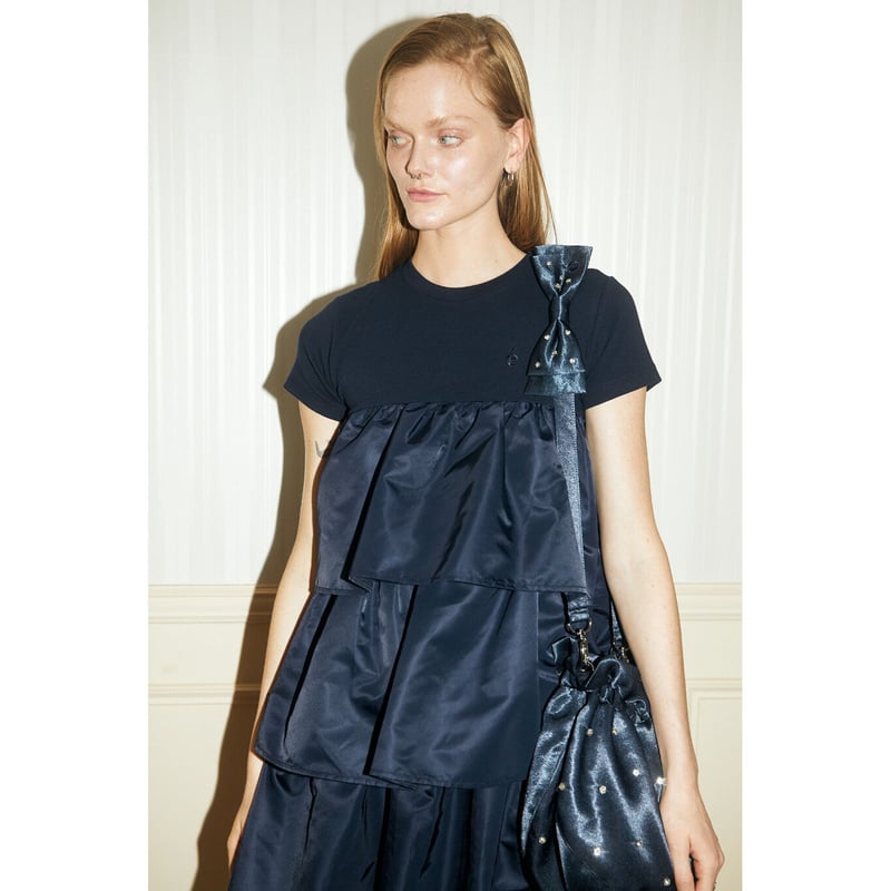 【epine】é tee frill onepiece 半袖 ティアード 黒 é tee frill onepiece navy | épine