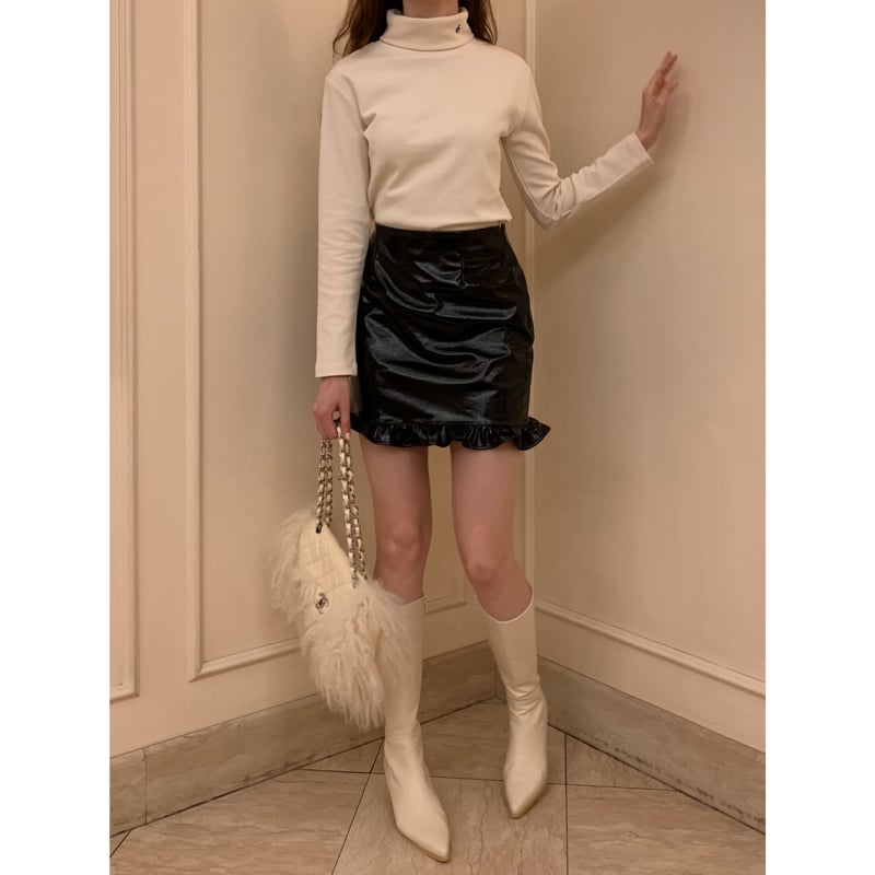 スカート epine pleats mini skirt BLACK épine leather pleats mini skirt エピヌ ブラック