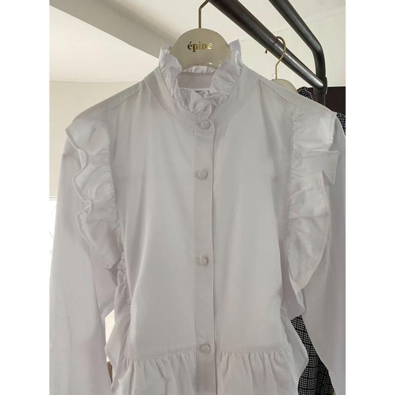 square frill back ribbon shirt onepiece white | square frill back ribbon shirt onepiece white |