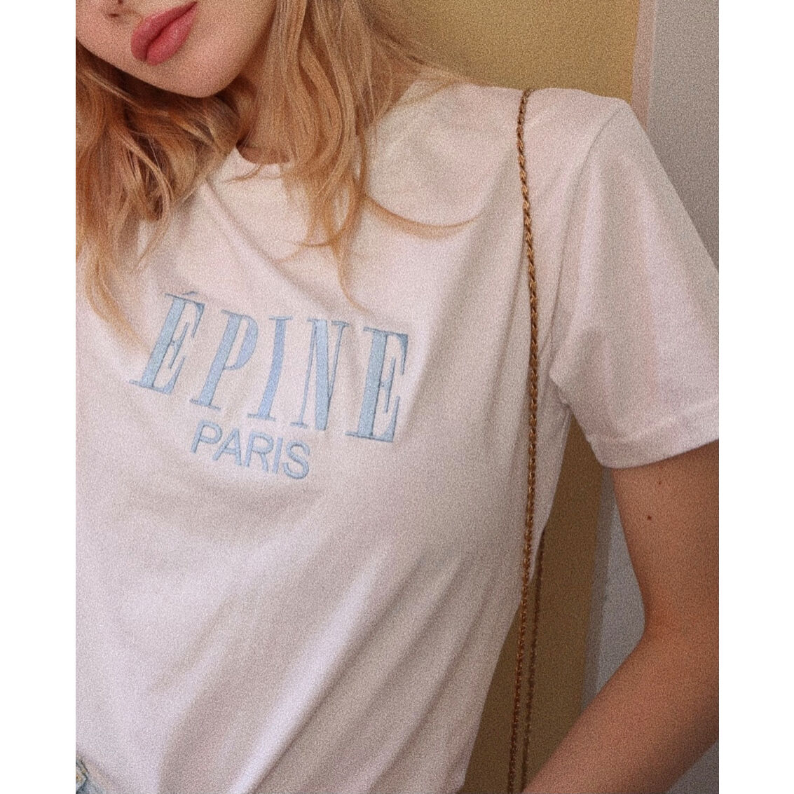 ÉPINE PARIS embroidery tee white×ice blue | épine