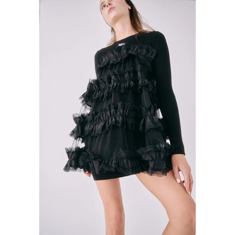 エピヌ epine all tulle frill blouse black epine エピヌ all tulle frill blouse BLACK