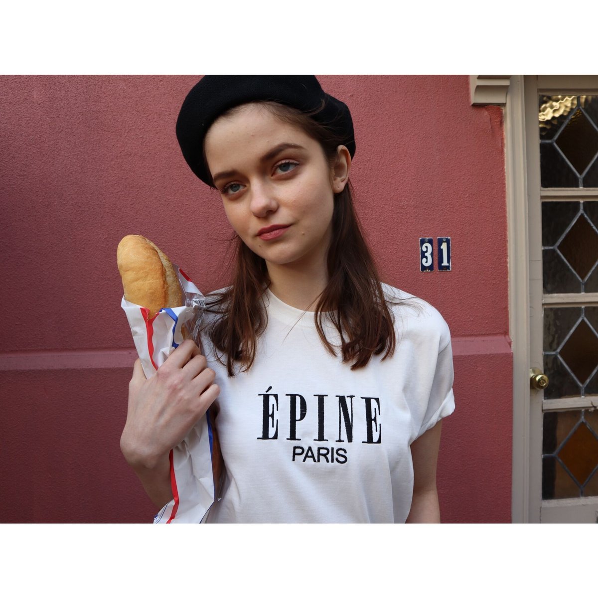 ÉPINE PARIS embroidery tee white×black