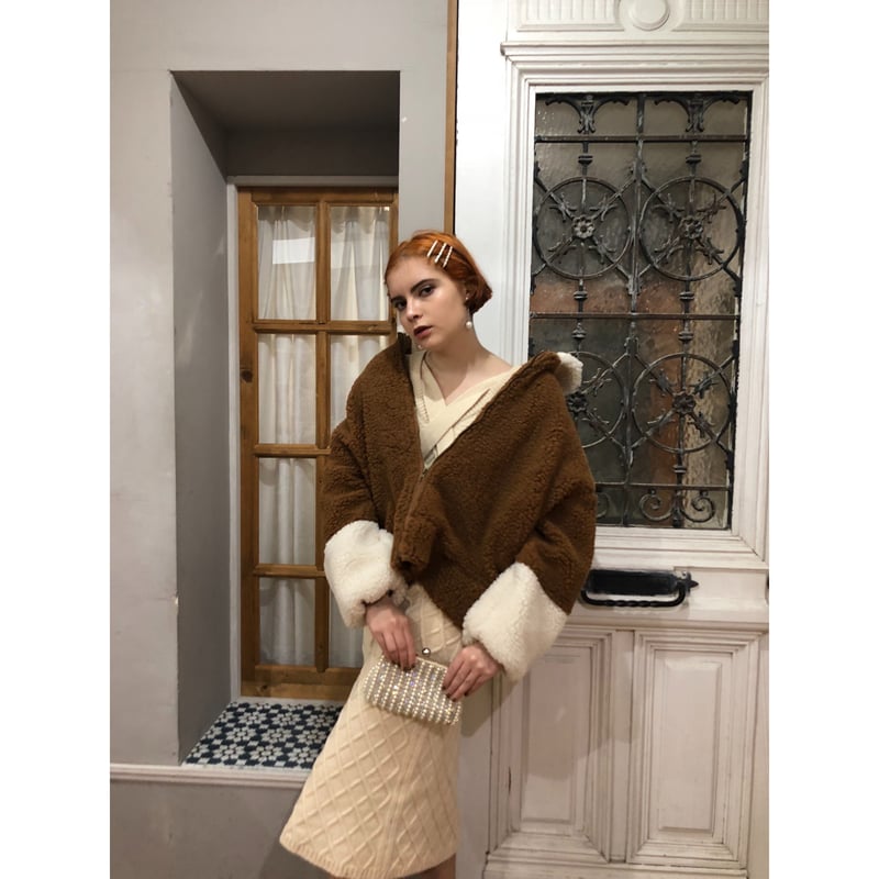 bi-color boa coat brown | épine