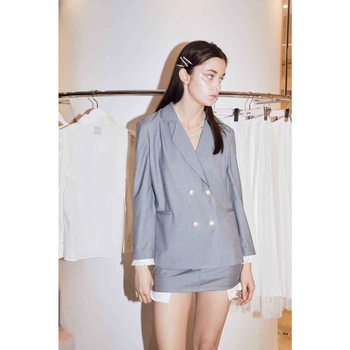 back ribbon Pearl pleats frill jacket suits gr back ribbon Pearl pleats frill jacket suits gr