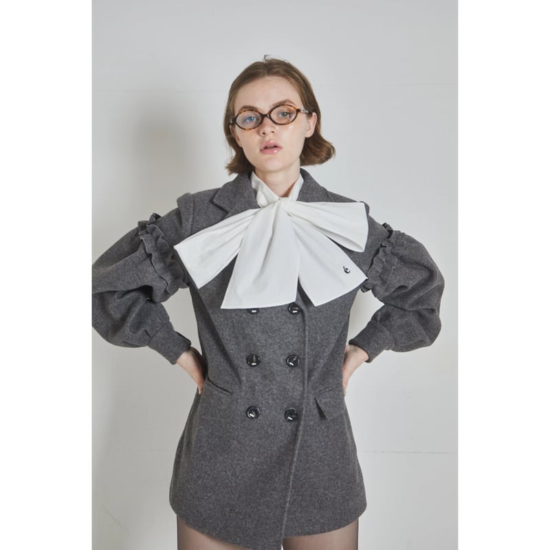 volume wool tailored coat gray | épine