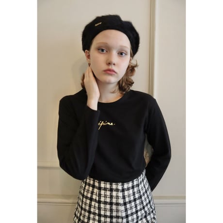 épine embroidery gold logo long tee black