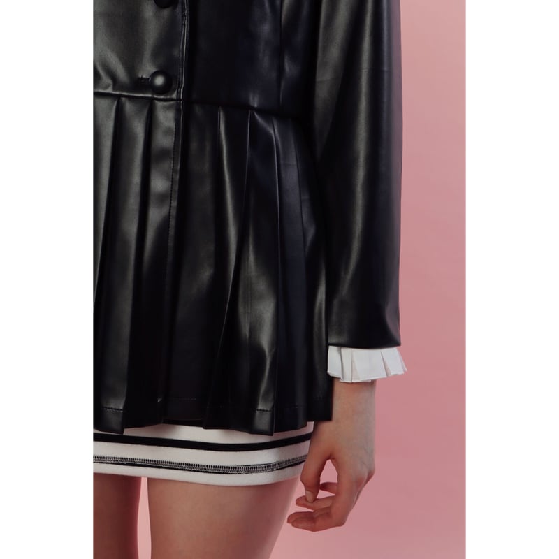 pleats frill jacket leather black | épine pleats frill jacket leather black | épine