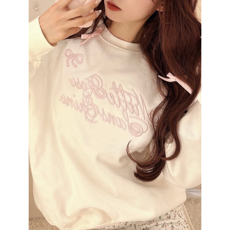ribbon Nulle rose sans épine sweat (3color) | é ribbon Nulle rose sans épine sweat (3color) | é