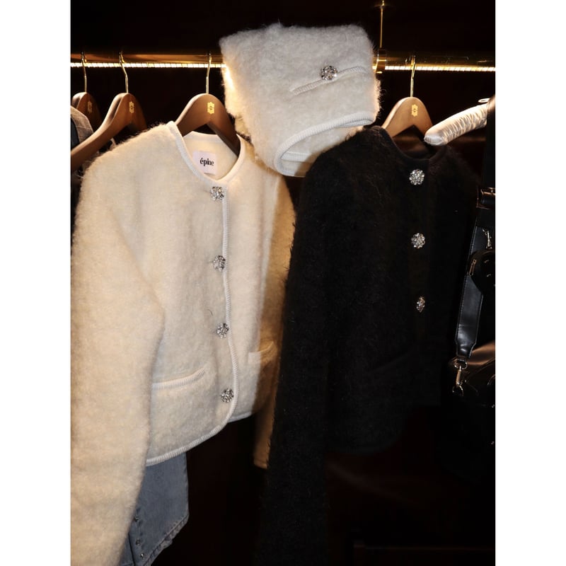 epine bijou fur jacket ivory ジャケット