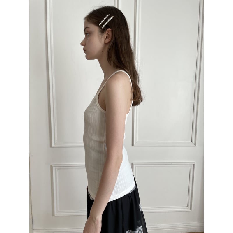 épine label camisole é embroidery×white rib | é...