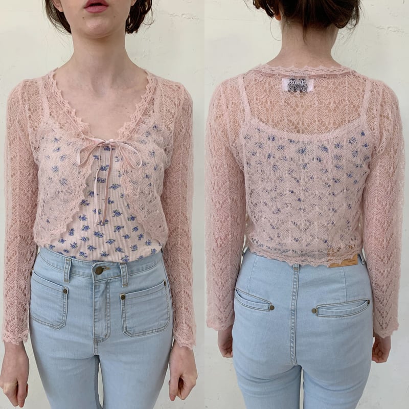 カーディガン mohair low gauge ribbon cardigan epine mohair low gauge ribbon cardigan baby pink | épine
