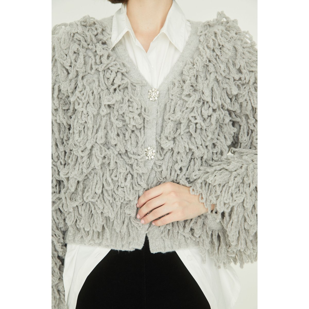 sheep bijou volume cardigan gray | épine sheep bijou volume cardigan gray | épine