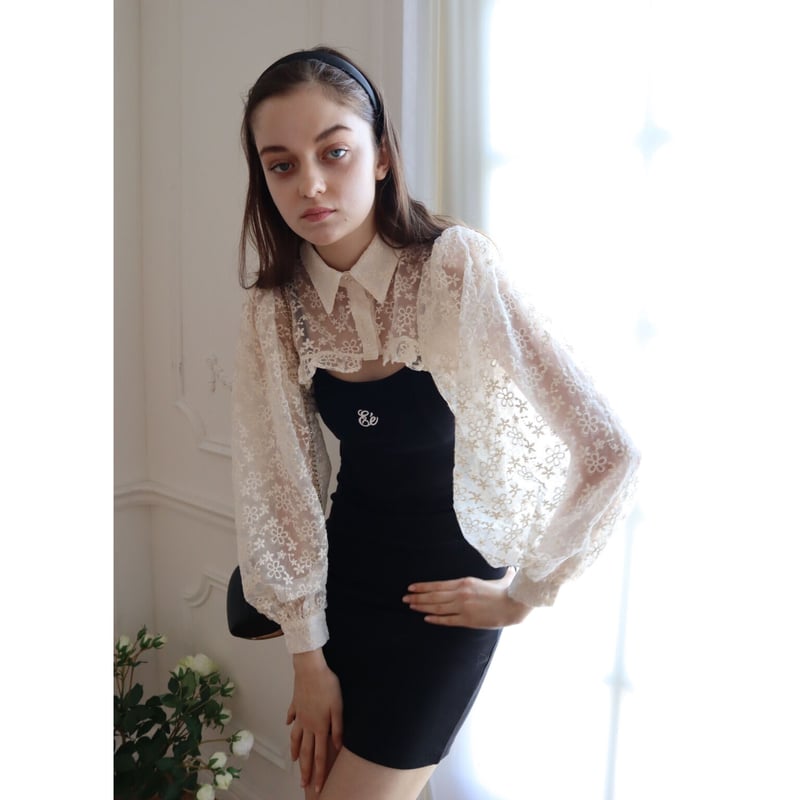 arm volume frill cropped blouse ♡ epine