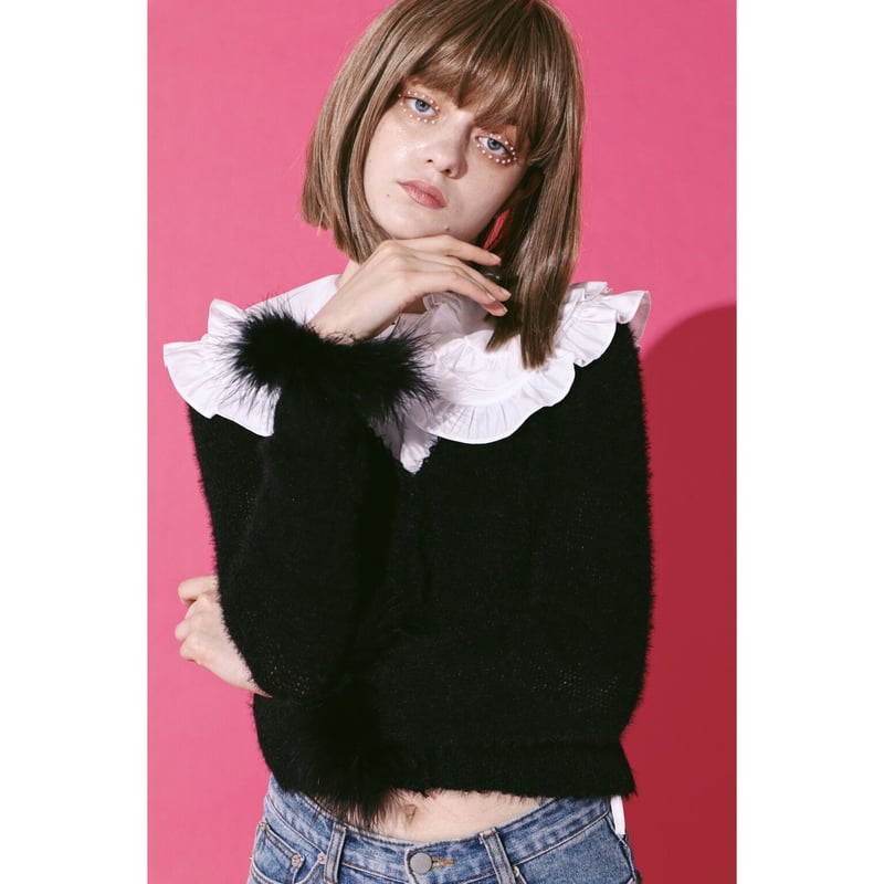 fur mohair cardigan black | épine