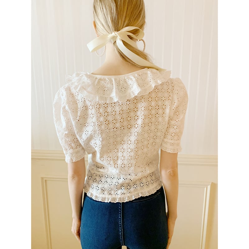 all lace frill blouse white | épine