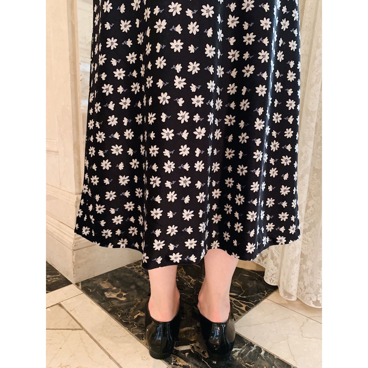 velours flower mermaid skirt black | épine velours flower mermaid skirt black | épine