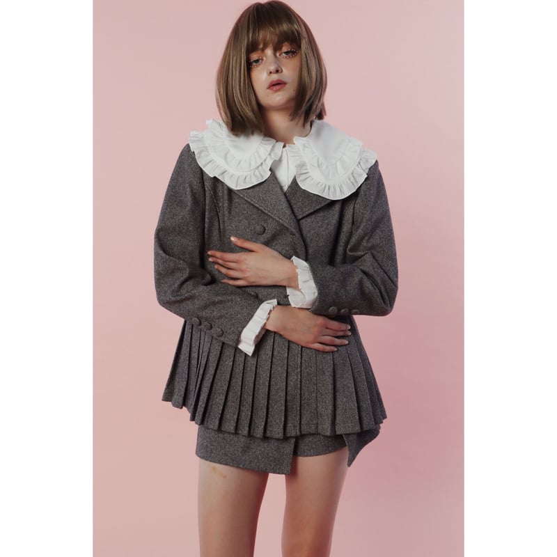 pleats frill jacket herringbone gray | épine