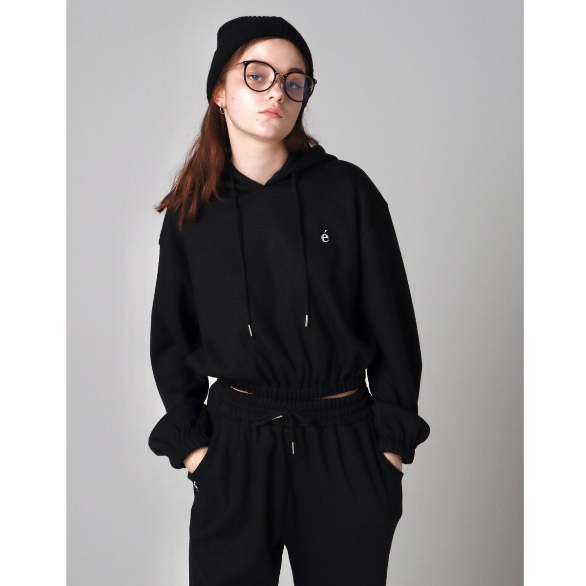 é knit hoodie black | épine